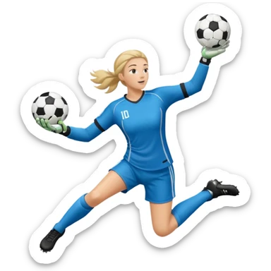 make a girl goalie diving through the air with a soccer ball in her hands sticker
