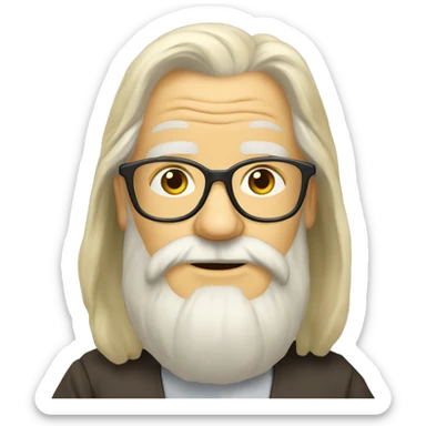 a german old guy with long blonde hair and mideum beard, wears glasees sticker