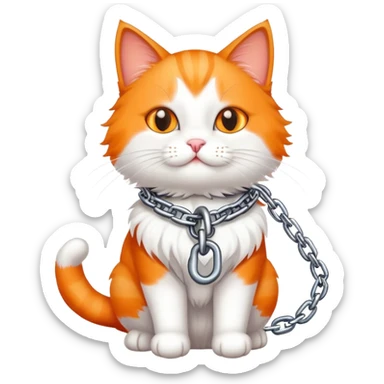 Cat on a chain leash sticker