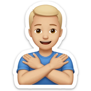 having a hard person like a head and neck of a person and their hands like crossed idk their neck like their chocking themselves but in a joking way like frustration sticker