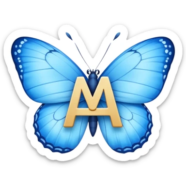 Blue butterfly with letter sticker