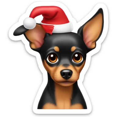 Toy Terrier with christmas hat  sticker