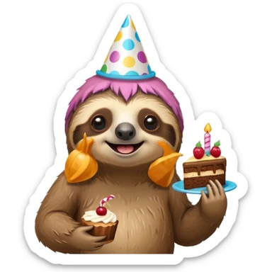 Sloth celebrating sticker