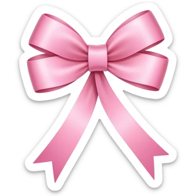 Narrow and elongated ribbon bow pink light, no puffy loops, sleek and slender sticker