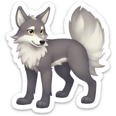 Colorful Shiny Fionbri-Falvie-sparkle-wolf-sona full body flat color sticker