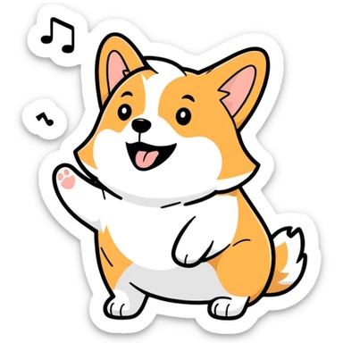 Corgi singing the national anthem sticker