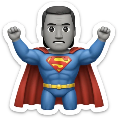 a moai emoji with a superman cape sticker