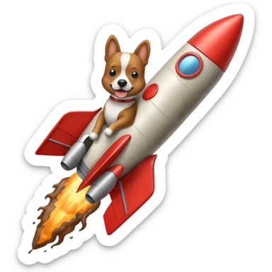 Dog flying poop rocket  sticker