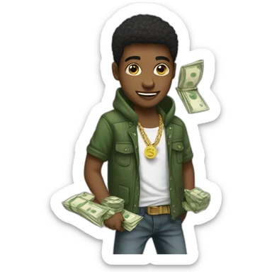 young hustler with money sticker