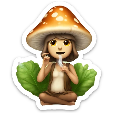 cute brown mushroom fairy smoking herbs  sticker