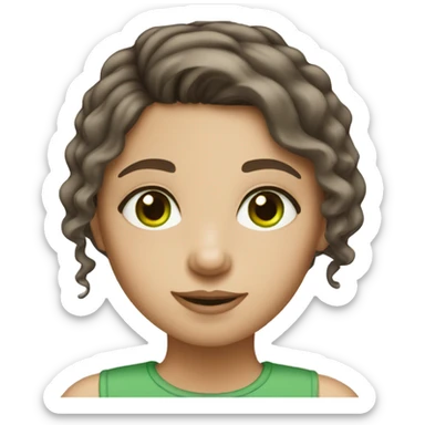 girl with brown hair with gray streaks and green eyes sticker