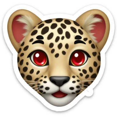 Baby leopard holding a red heart  sticker