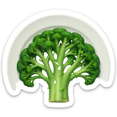 a plate with brocoli cut up in tiny pieces sticker