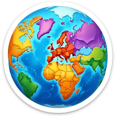 world with 3d continents aesthtic sticker