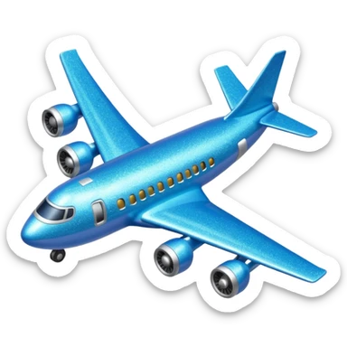 Glitter blue avião sticker