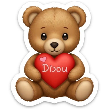 Teddy bear with a heart in her arms and write Didou in it sticker