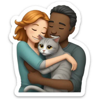 HUG Man woman and cats sticker