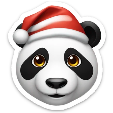 Panda wearing Santa hat sticker