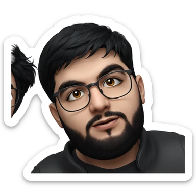 realistic male with black hair sticker