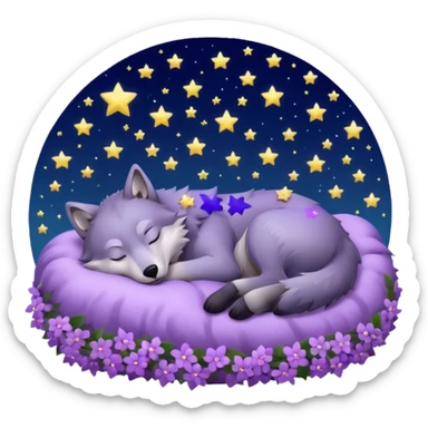A wolf of winterfell from game of thrones sleeping under lilac stars sticker