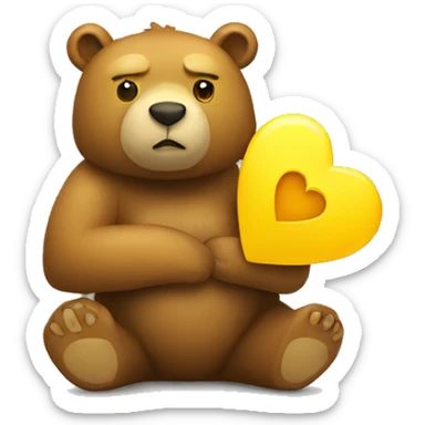 a bear holding a yellow hearth sticker