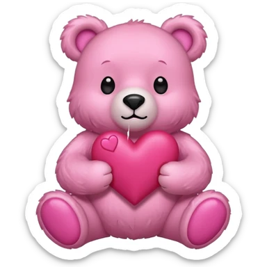 Pink bear with hearts sticker