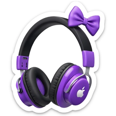 apple air max headphoness with bow on the right side black and purple  sticker