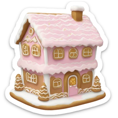light pink and gold and white gingerbread house sticker