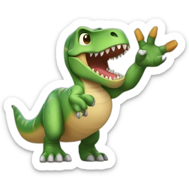 tyrannosaurus rex high-five sticker