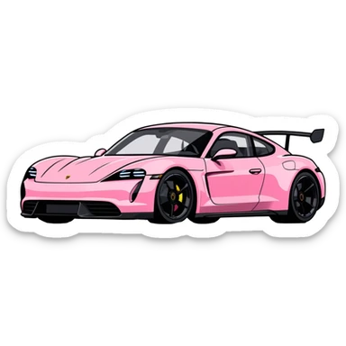 pink porsche taycan electric sports car sticker