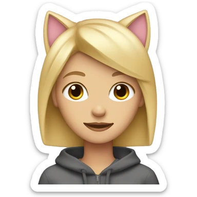 Blonde Girl with cat ear hat on sticker