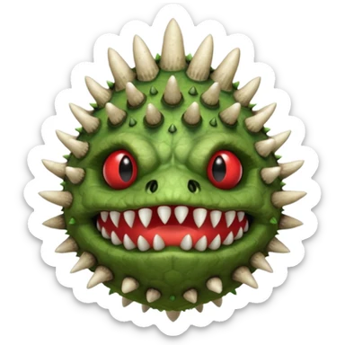 poisonous mushroom beast portrait, head and shoulders only, mushroom shell armor, spiky fungus growths, toxic green veins, beast-like mouth, heavy fungal texture, 3D cartoon, mobile game icon style, clean background, no text, no watermark

 sticker