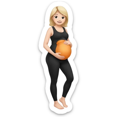 femme belly stuffing enceinte legging noir  sticker