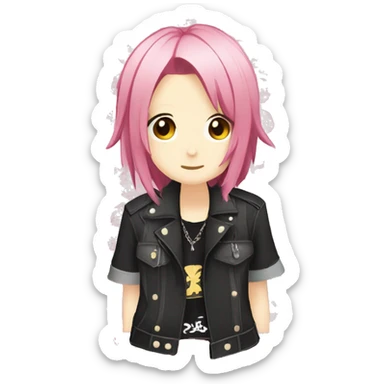 vkei kawaii anime rocker simplistic japanese cute blushing portrait sticker
