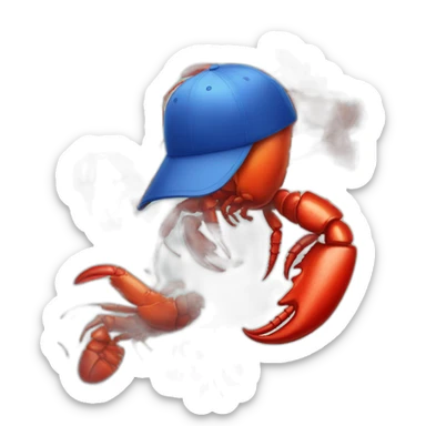 Anthopomorphic Lobster with Baseball cap sticker