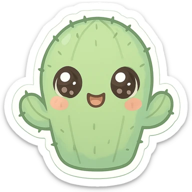 cute and exaggerated chibi sticker-style cactus sticker