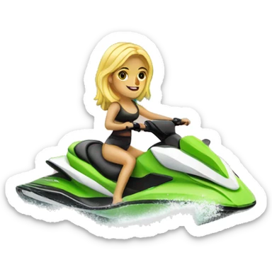 Blonde girl on jet ski at lake sticker