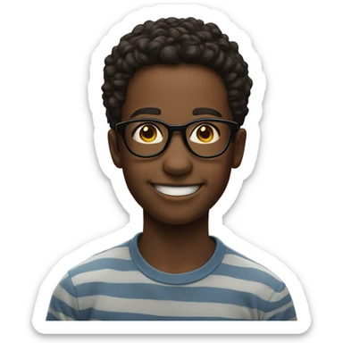 smiling boy in glasses portrait as an emoji sticker