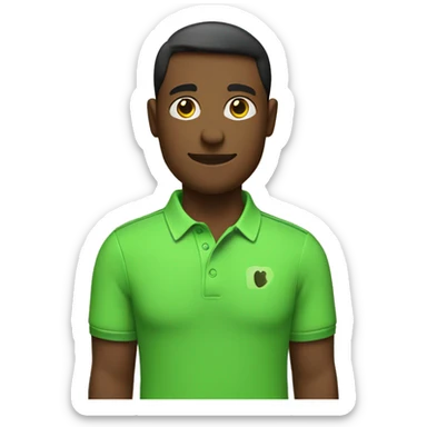 apple green polo shirt while crossing his arms sticker