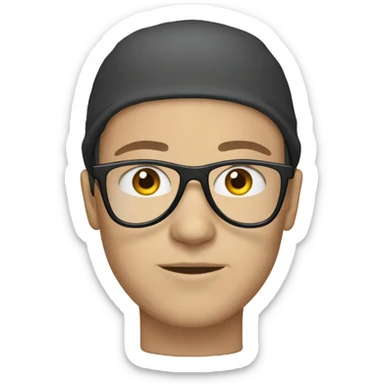 light-skinned person with glasses and wearing a balaclava sticker