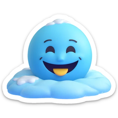 frozen smiley face sleeping, frosty surface, icy blue sticker