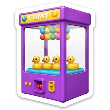 Claw machine arcade game with rubber duckies sticker