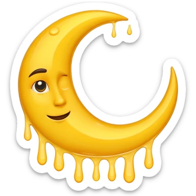 Melting waning crescent in yellow colour look more real sticker