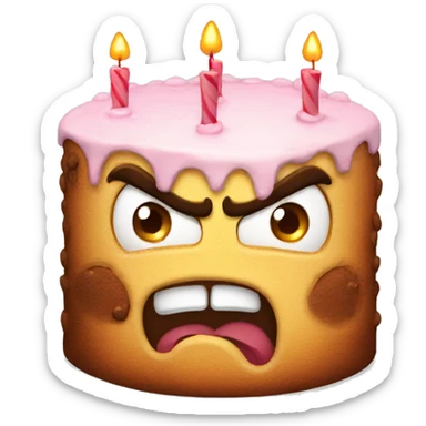 Angry birthday cake angry face sticker