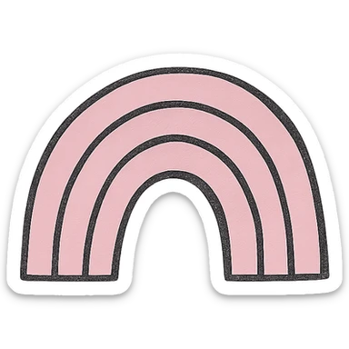 hand drawn outlined icon of a pink rainbow, no fill, thick lines sticker