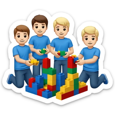boys playing with legos full body sticker