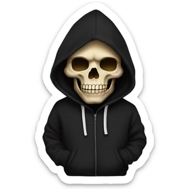 Skull in black hoodie sticker
