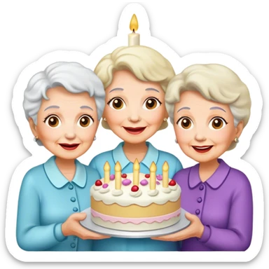 Three old ladies a holding cake each sticker