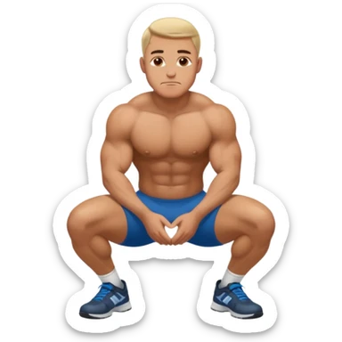 A man squatting with his hands on his knees sticker