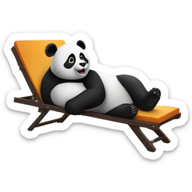Panda lying on a chaise longue by the sea, watching the sunset sticker
